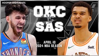 Oklahoma City Thunder vs San Antonio Spurs Full Game Highlights  Apr 10  2024 NBA Season [upl. by Burrows]