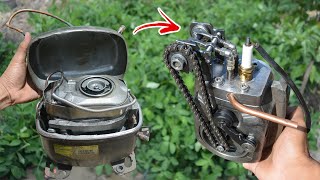 I turn Fridge Compressor into 4 stroke Engine [upl. by Aneehc]