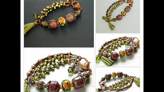 Rustic Boho bracelet Brown Green Bohemian Assemblage [upl. by Htrap]