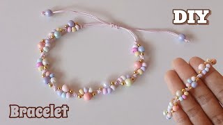 DIY Seed Bead Bracelet  Tutorial Gelang Tali Mudah  Beaded Bracelet [upl. by Notle]