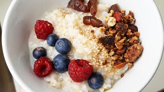 CREMA DE ARROZ desayuno macrobiótica fácil de preparar con gomasio tamari o frutos secos [upl. by Penoyer]