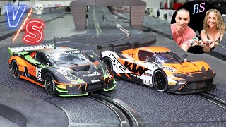 Carrera 132 slot car racing Xbow Lamborghini Brother VS Sister [upl. by Barkley]