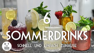 Sommerdrinks  6 einfache Cocktails zum selbst machen quick amp easy  6 Cocktails mit 6 Spirituosen [upl. by Rochus]