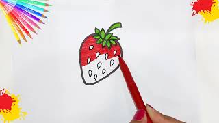 How To Draw Strawberry  Easy Strawberry Drawing Step By Step  Drawing Tutorial For Kids [upl. by Eeniffar]