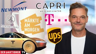 Märkte am Morgen Tesla Newmont Capri UPS MercedesBenz Deutsche Telekom Bilfinger [upl. by Tonie]