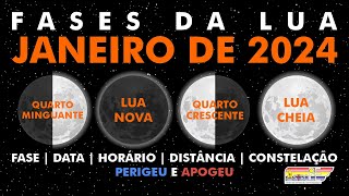 Fases da Lua em janeiro de 2024 [upl. by Sorodoeht]