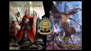 Age of Sigmar Cities of Sigmar Vs Disciples of Tzeentch [upl. by Fevre970]