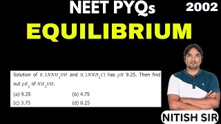 Solution of 01NNH4OH and 01NNH4Cl has pH 925 Then find out pKb of NH4OH [upl. by Prinz]