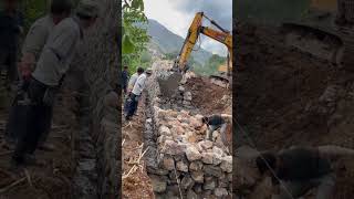 Concrete stone wall construction process [upl. by Neit]