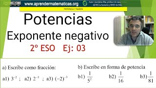 Potencias José Jaime Mas 2eso 04 potencias 03 exponente negativo [upl. by Meredeth]