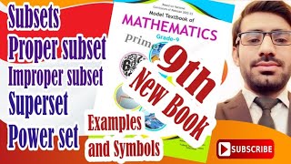 Define SubsetsTypes of SubsetsSupersetPower Set Examples and Symbols9th New Book [upl. by Shadow685]