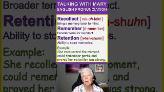 Careful English Pronunciation Recollect Remember Retention englishpractice improveyourenglish esl [upl. by Otnas]