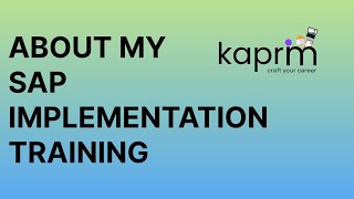 ✅About my SAP real time implementation training✅ KAPRIM [upl. by Oliana802]