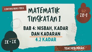 F1 BAB 4 Nisbah Kadar dan Kadaran  42 Kadar  Contoh buku teks  KSSM Matematik Tingkatan 1 [upl. by George]