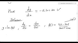 y  ln cosx  sinx cosx  sinx Show that dydx  2sec2x [upl. by Joselow989]