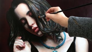 OIL PAINTING DEMO ✦ REALISTIC ART VIDEO  Chiaroscuro  Strong Contrast Womans Portrait [upl. by Osnofledi37]