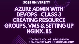 Azure with Devops Class 3 Creating Resource Groups VMs and Setting up Nginx IIS  91 9902590140 [upl. by Enimsay]