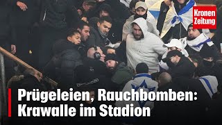 Prügeleien Rauchbomben Krawalle im Stadion  kronetv NEWS [upl. by Ylak]