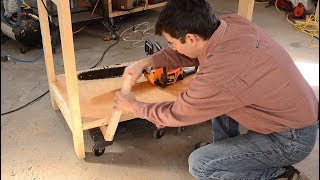 Workbench that levers up onto dollies for easy moving [upl. by Goldina]