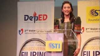 Patricia Angeles 2nd Voice of the Youth National Oratorical Competetion [upl. by Gudren]