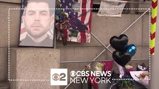 Memorial to slain NYPD Officer Jonathan Diller grows outside 101st Precinct [upl. by Levitus]