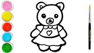 Teddy Bear Drawing Painting amp Coloring for Kids and Toddlers  Child Art [upl. by Releehw278]