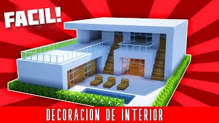 ✔ Como DECORAR el INTERIOR de una CASA MODERNA en Minecraft [upl. by Sadnak]