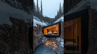 Stunning Glass Mountain Cabin in the Snow  Minimalist Winter Retreat 🌨️✨ moderndesign [upl. by Rhyner]