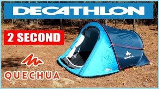 Decathlon 2 Second Pop Up Tent Review  Set Up and Take Down Quechua [upl. by Alyekahs]