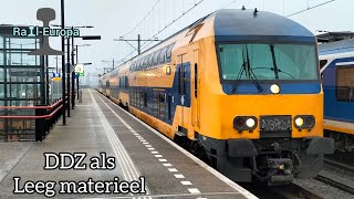 ZELDZAAM DDZ 4 treinstel 7501 vertrekt uit station Almere Oostvaarders richting Lelystad opstel [upl. by Neggem]