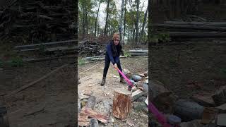 100 Day Wood Splitting by Hand Challenge  Day 9 axe woodchopping logsplitter challenge shorts [upl. by Edyaj969]