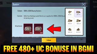 😍FREE 480UC IN BGMI  NEW YEAR BONUSE UC EVENT IS HERE ParasOfficialYT [upl. by Kcirddes]