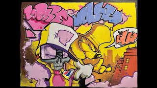 Tutorial  Painting a graffiti canvas  full process ASMR [upl. by Ahsahtan]