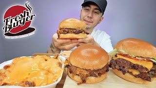 EATING Fresh Burger Double Burger  Caramelized Onions Burger  Cali Fries  MUKBANG [upl. by Haronid890]