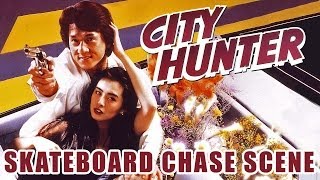 Jackie Chan City Hunter 24 Skateboard Chase Scene 1993 HD [upl. by Staw223]