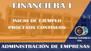 FINANCIERA I  INICIO DE EJEMPLO PROCESOS CONTINUOS  ECONÓMICAS USAC [upl. by Bart75]