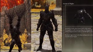 Elden Ring DLC Armor of Night Fashion Souls Showcase with Logical Weapons Also Location [upl. by Imalda]