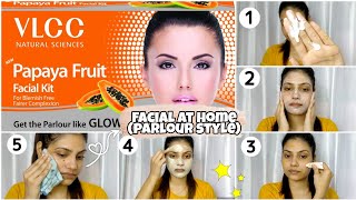 VLCC Papaya Fruit Facial kit Step by stepFacial at Home Parlour styleVLCC Facial kit Review [upl. by Strade322]