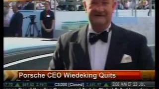 Porsche CEO Wiedeking Quits  Bloomberg [upl. by Yllier464]