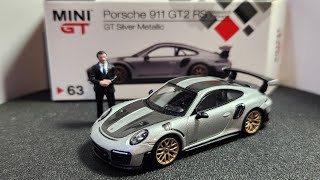 MINI GT 164 Porsche 911 GT2 RS Weissach Package GT Silver Metallic MGT00063 [upl. by Yromem]