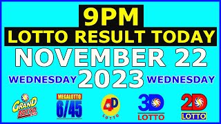 9pm Lotto Result Today November 22 2023 Wednesday [upl. by Lulita]