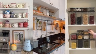 Kitchen Organization And Restocking🎀  Basing cleaning✨New kitchen items unpackingASMR💕 [upl. by Lull477]