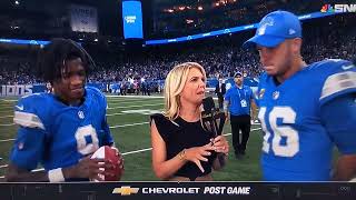 Jared Goff Jameson Williams Lions POST GAME Interview quotRematch Gamequot  Rams  Lions [upl. by Droffilc]