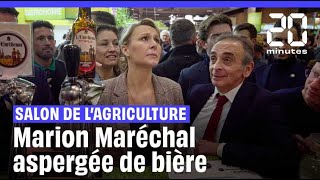 Salon de lAgriculture  Marion Maréchal aspergée de bière [upl. by Htrow]