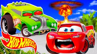 Big amp SmallMcQueen and Mater VS HotWheels JackHammer ZOMBIE Trailer cars in BeamNGdrive [upl. by Asp431]