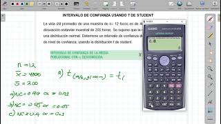 INTERVALOS DE CONFIANZA PARA LA MEDIA CON T DE STUDENT [upl. by Annawad]