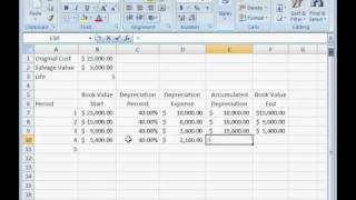 How to Calculate Double Declining Depreciation in Excel [upl. by Htaek814]