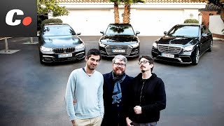 MercedesAMG S 63 vs BMW 760 Li vs Audi A8  Comparativa  Prueba  Review en español  cochesnet [upl. by Llekim]