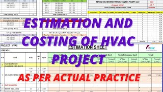 ESTIMATION amp COSTING OF HVAC PROJECT II IN ACTUAL PRACTICE II ENGLISH TUTORIAL [upl. by Mercie]