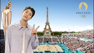 Jin Exclusive Seokjin warms up before the Paris Olympics torch relay [upl. by Aiclid]